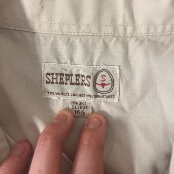 VTG Sheplers Pearl Snap Mens Short Sleeve Western Shirt Size Small 16.5 Cowboy - Picture 3 of 6